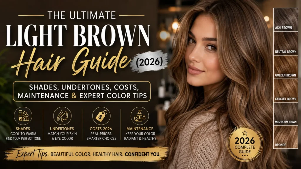 The Ultimate Light Brown Hair Guide (2026): Shades, Undertones, Costs, Maintenance & Expert Color Tips