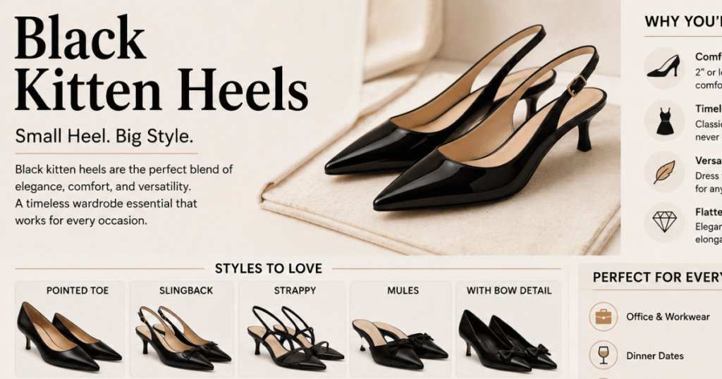 Black Kitten Heels: The Complete 2026 Guide to Heel Height, Toe Shapes, Comfort, and Styling