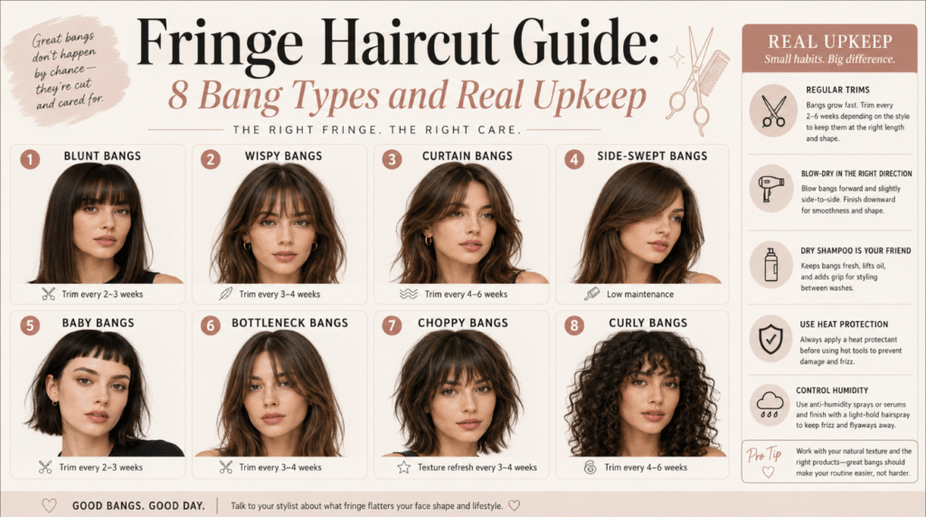 Fringe Haircut: Complete Guide to 8 Bang Types, Styling Tips, and Maintenance
