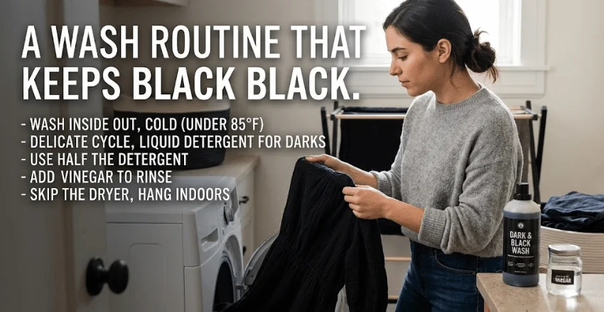 A wash routine that keeps black black 