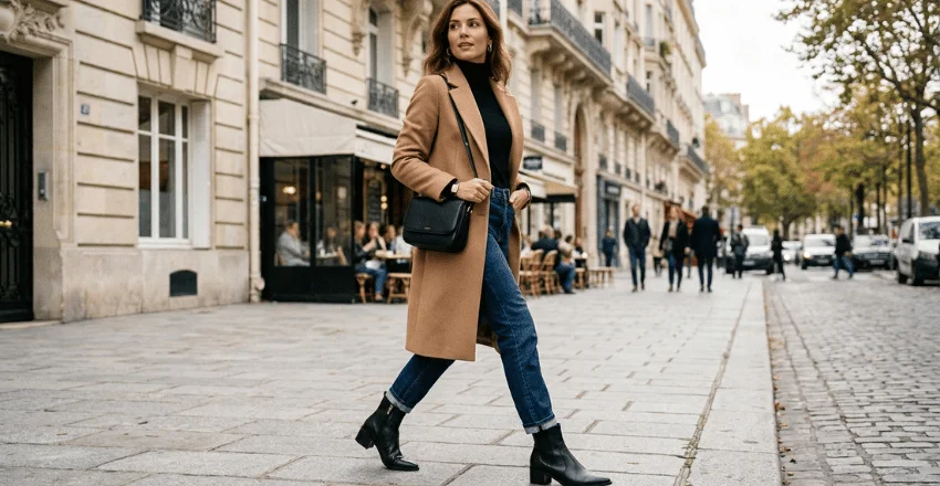 A casual dress with a leather jacket