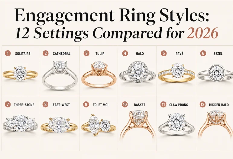 The Ultimate Guide to Engagement Ring Styles (2026): Settings, Metals, Costs & How to Choose the Perfect Ring