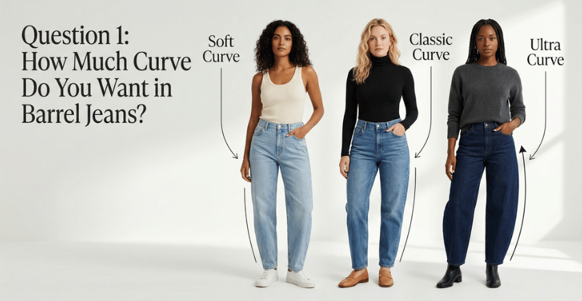 Question 1 How Much Curve Do You Want in Barrel Jeans