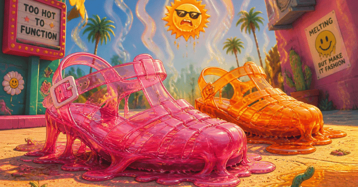 Why jelly shoes misbehave in real heat