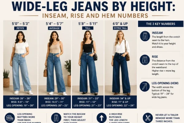Wide-Leg Jeans by Height: The Complete Guide to Inseam, Rise, and Hem Measurements