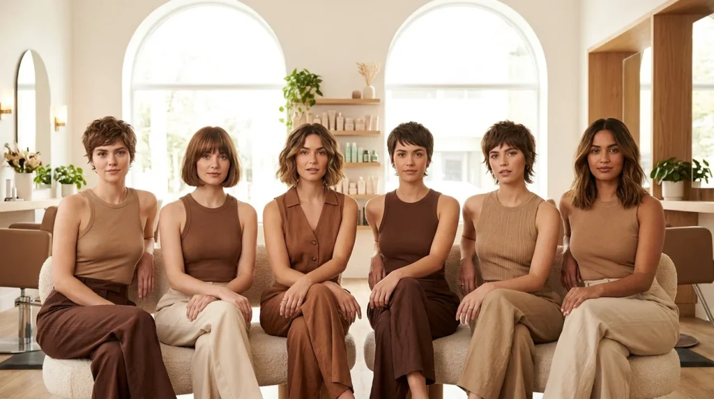 Low-maintenance short haircuts scored on all three axes