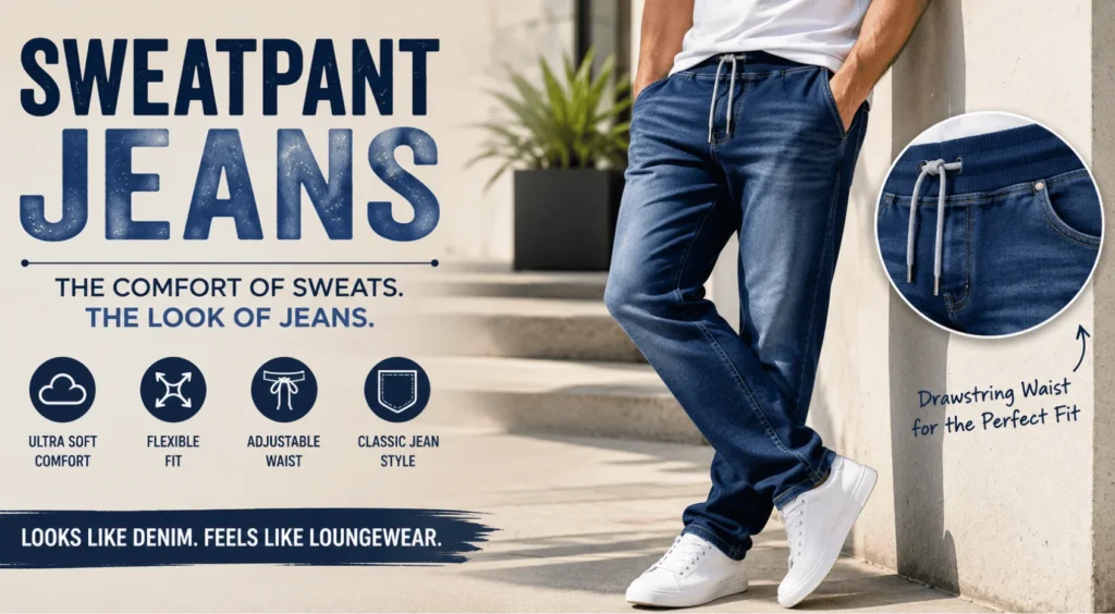 Sweatpant Jeans in 2026: A Complete Guide to Denim-Look Styles, Fabrics, Fit, Comfort, Prices, Styling & Buying Tips 